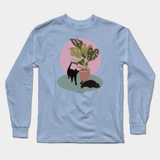 Black Cats with Plant Long Sleeve T-Shirt